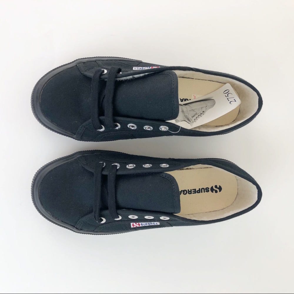 NWT SUPERGA black sherpa lined low top sneaker - Picture 6 of 8